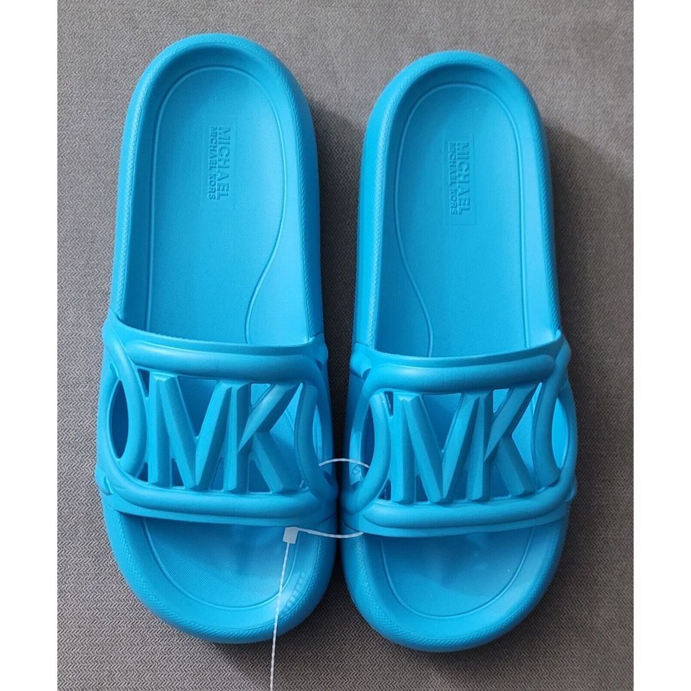 Michael Michael Kors Women's Blue Splash Scuba Slide Sandal Size 10M - Picture 1 of 5
